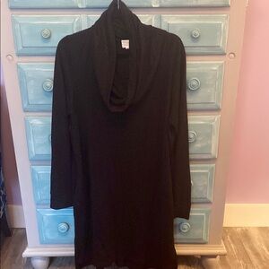 Black Cowl Neck Long Sleeve Dress with pockets!
